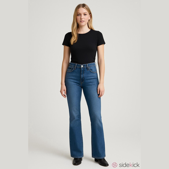 Wrangler Boot Cut High Rise Fierce Flare Jeans Women 4/27 Blue Denim Medium Wash - Picture 1 of 11